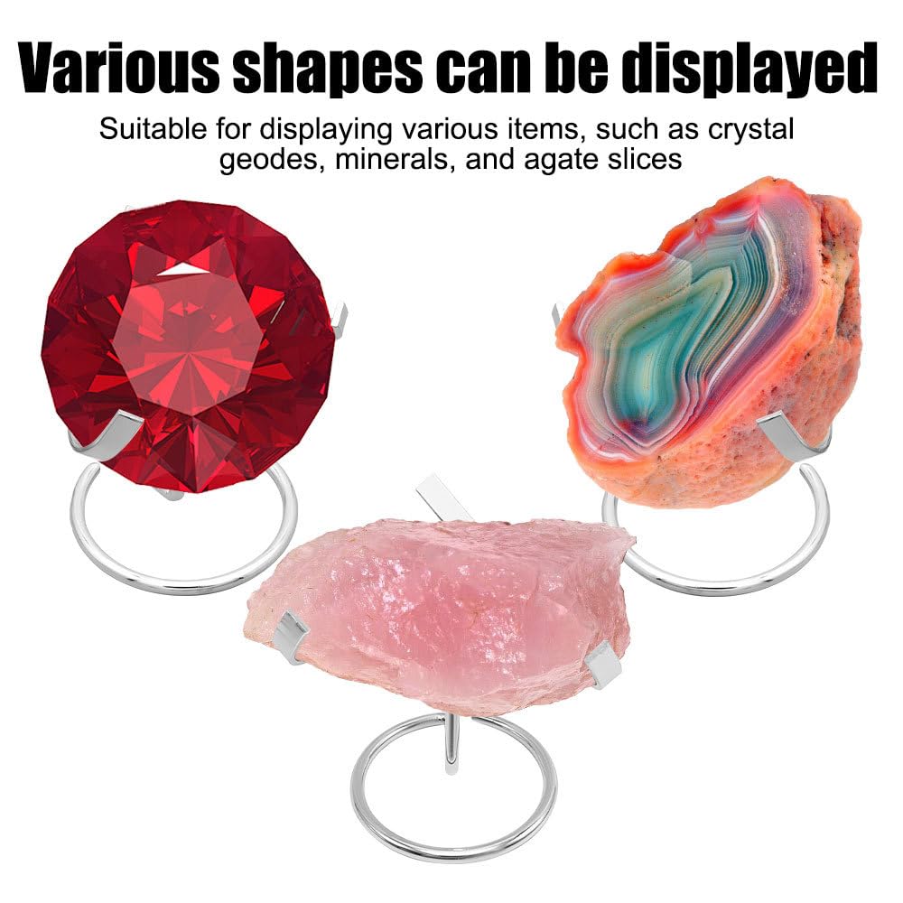 NBEADS 8 pz. Espositore con Braccio in Metallo Regolabile, Cavalletto con Base in Acrilico per Geodi di Cristallo di Rocca Pietre Preziose Minerali, 4.95x4.95x9cm, Colore Acciaio Inossidabile