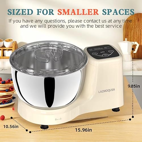 Miniatura 2 de Mezclador eléctrico de masa, 5.5 QT inteligente amasado y fermentación mezclador mezclador de acero inoxidable 304, motor de 230 W, control de