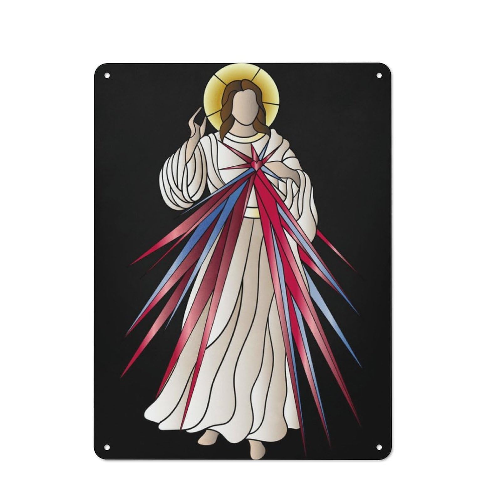 Tin Wall Sign with Jesus Christ Heart Design 40x30cm, Classic Kitchen Wall Decor for Restaurant, Kitchen, Counter Or Breakfast Nook