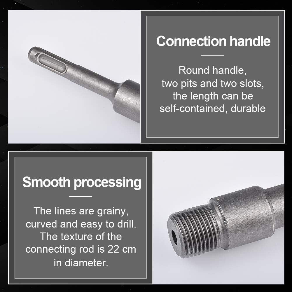 KATUR 30-65mm SDS Plus Shank Hole Saw Cutter Concrete Cement Stone Wall Drill Bit with 200mm Connecting Rod, Drill Bit and Positioning Screw for Brick (30-65mm Diameter)
