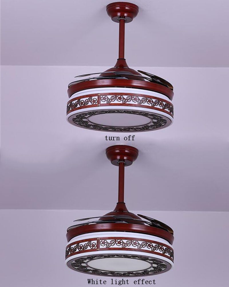 YUEGOO Ceiling Fans with Lamps,Three Speed Acrylic Fan Chandelier Remote Control Chinese Led Stealth Fan Light