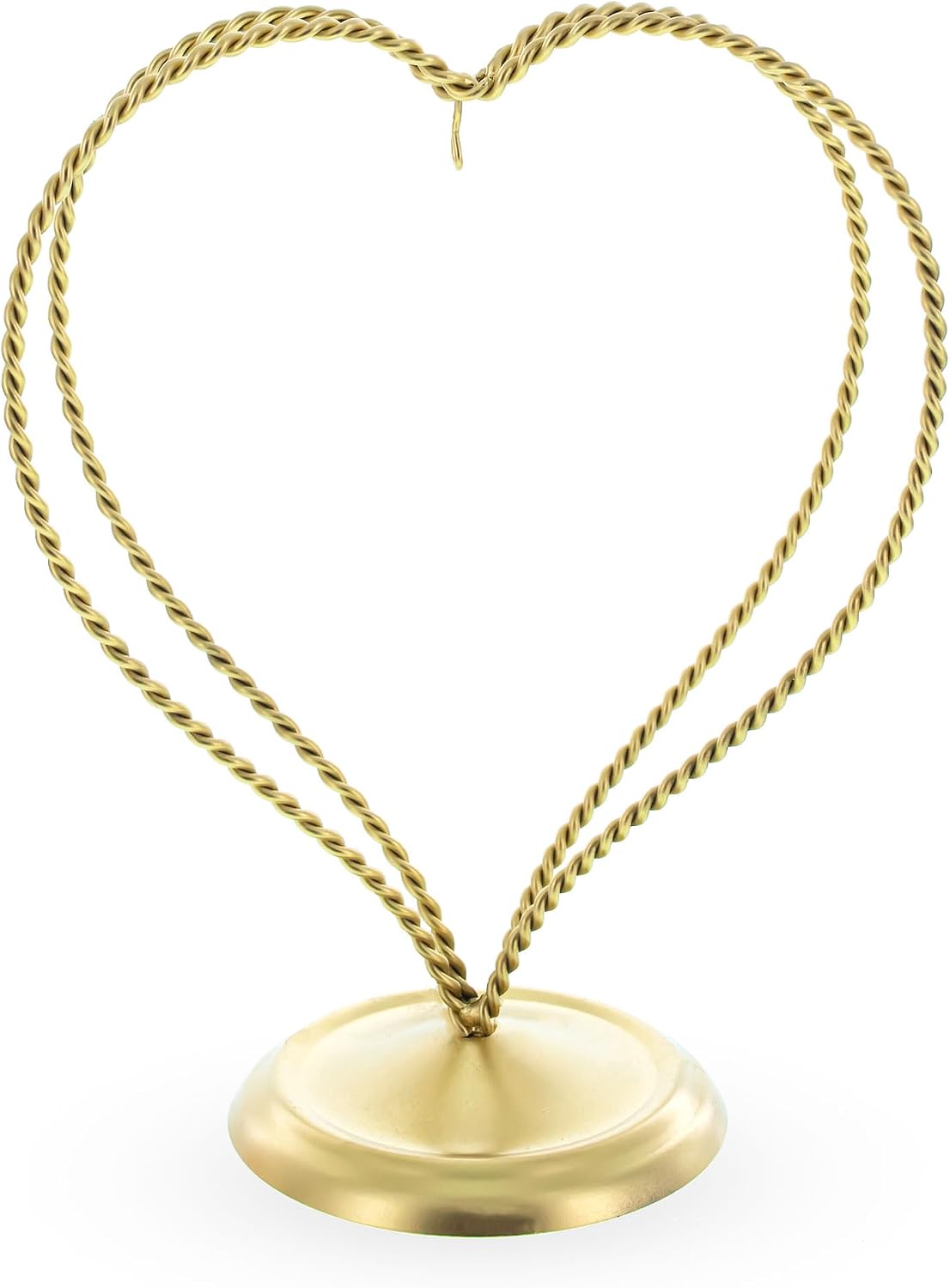Double Wire Heart Twisted Gold Metal Ornament Display Stand 7.8 Inches