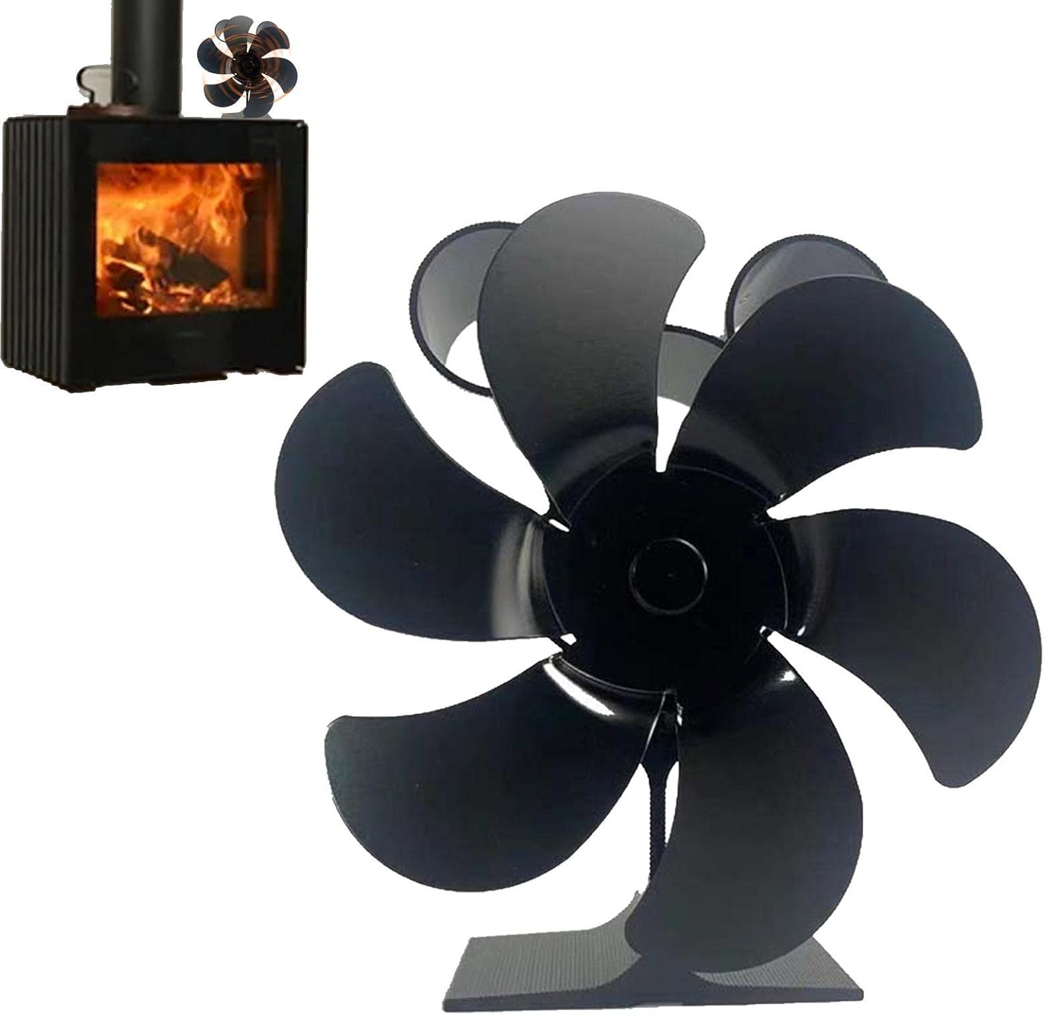 Sakamura Ventilador de Calor - Ventilador de Estufa de leña con 6 aspas | Ventilador de Calor para Estufa de leña, Ventilador termoeléctrico ecológico para Estufas de pellets/Troncos/leña, Accesorios