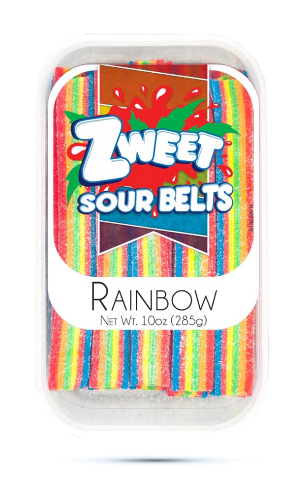 Amazon.com : Zweet Sour Rainbow Candy Belts 10 Ounce – Sour Kosher