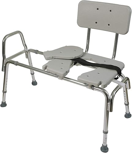 Miniatura 9 de DMI Banco de transferencia de bañera y silla de ducha con cuerpo de aluminio antideslizante apto para FSA altura ajustable del asiento y acceso