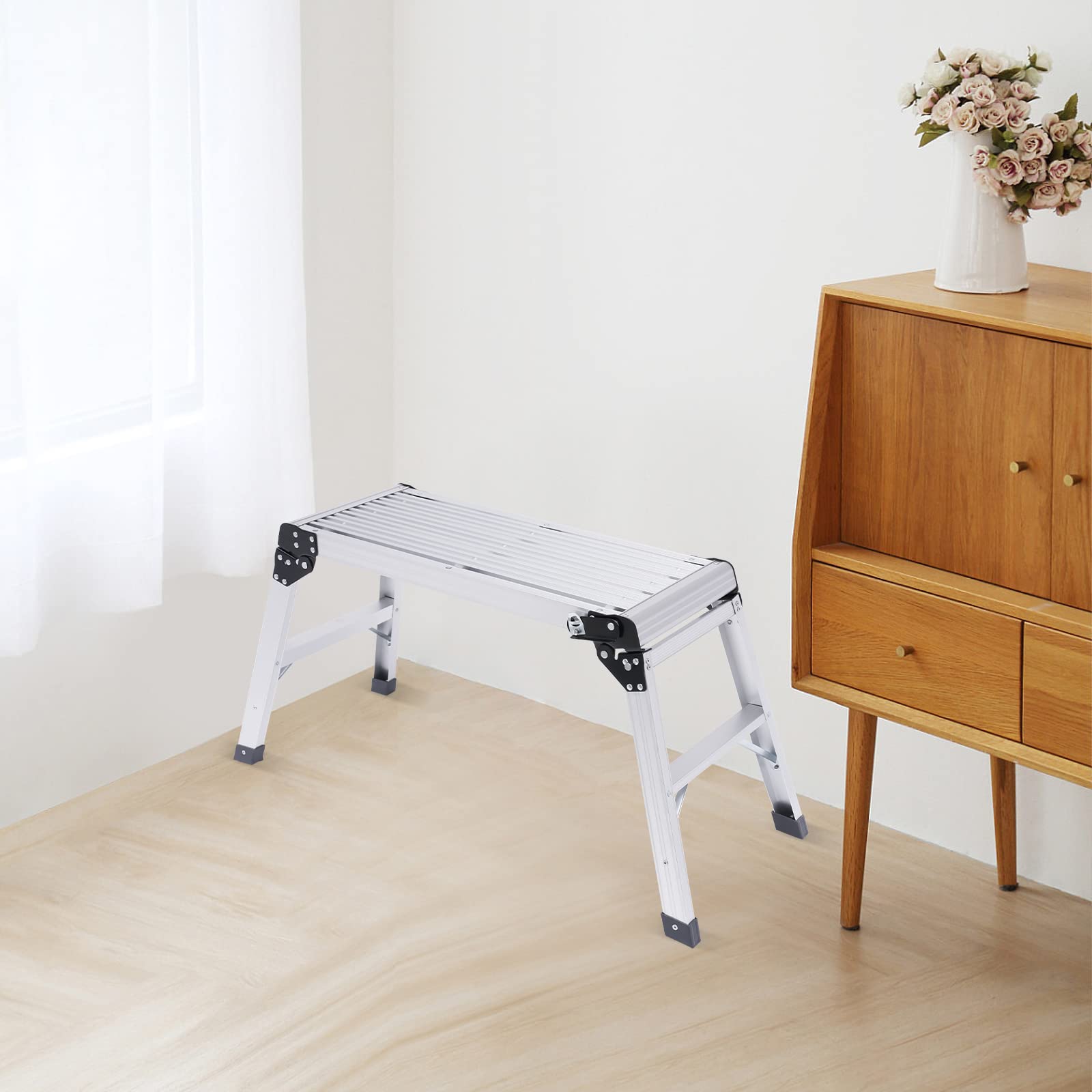 Échelle en aluminium - Plateforme de travail pliable - Échelle antidérapante pour la maison et le jardin - Capacité de charge de 150 kg