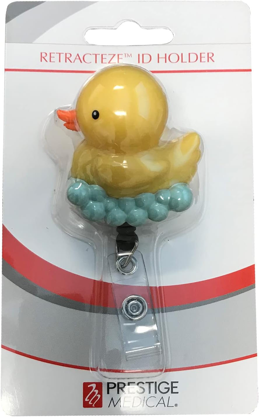 Prestige Medical Deluxe Retracteze™ ID Holder with Bulldog Clip, Yellow Duck (Model: S14-YDK)