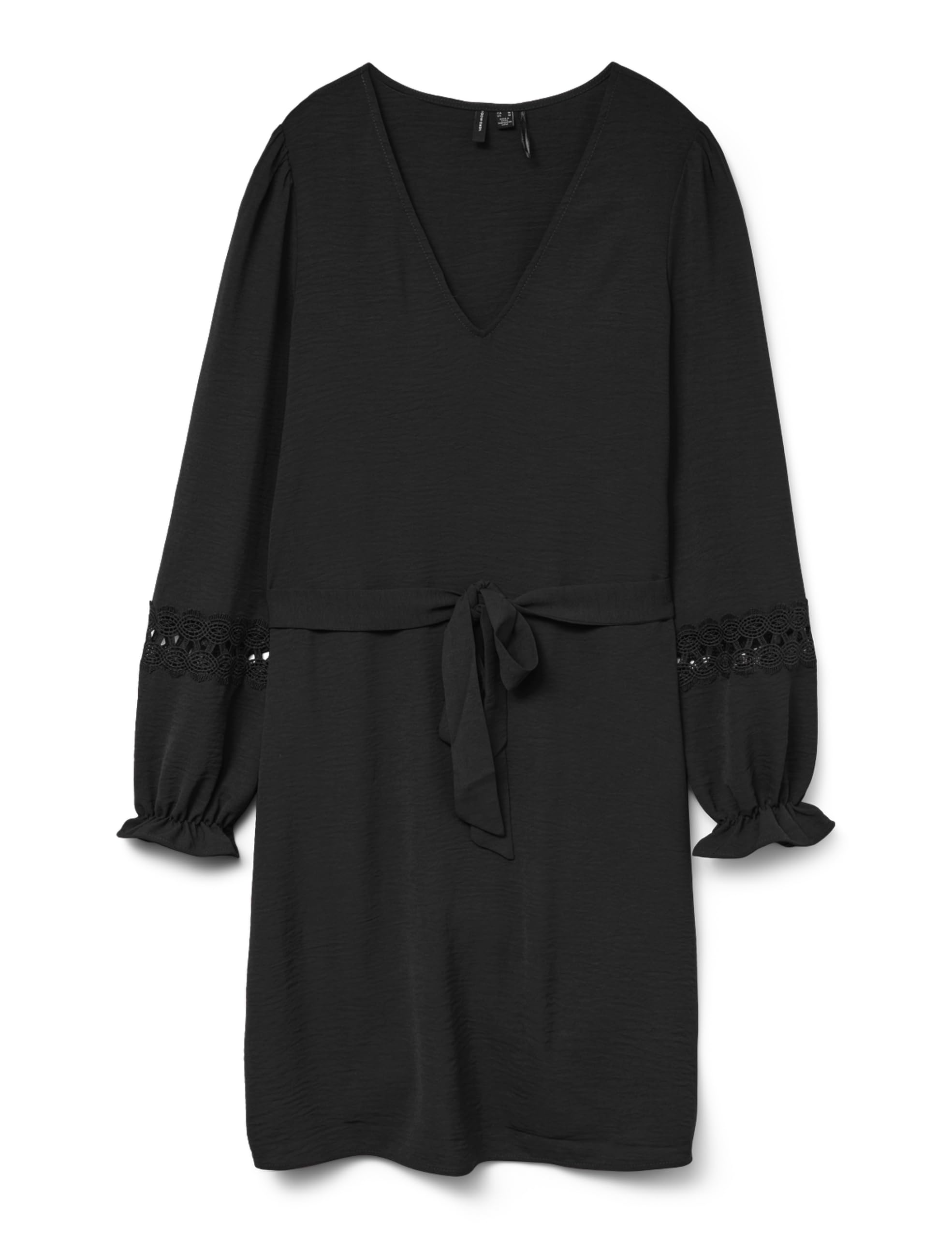 VERO MODA Vmalva Lace Ls Short Dress WVN Ga Boo, Black, M