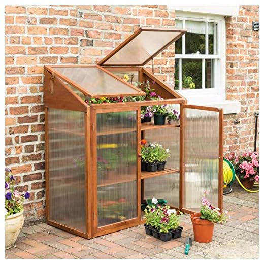 Rowlinson HWGROWST2 Hardwood Mini Greenhouse, Brown, 120x63x144 cm