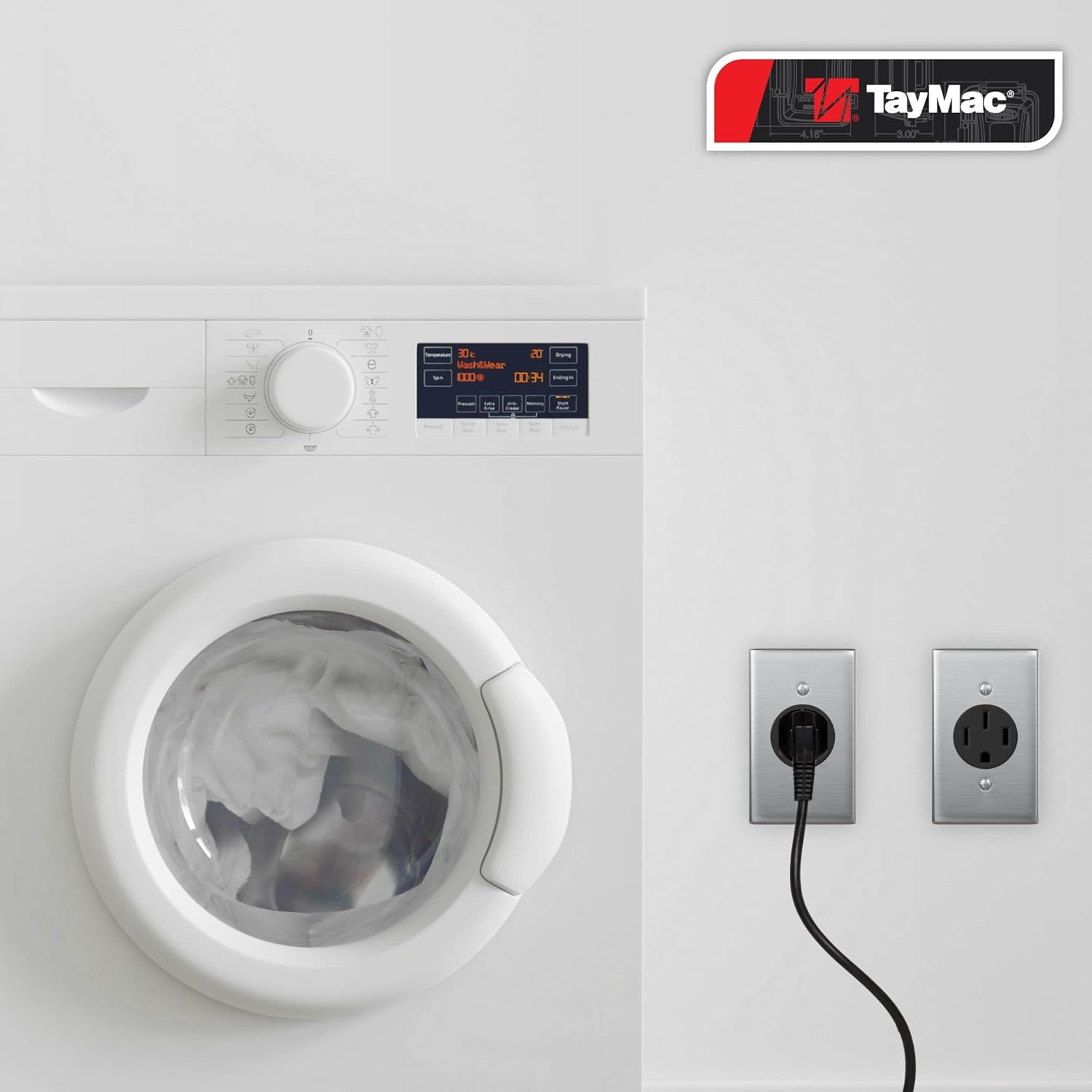 TayMac WSS-SR1 0.17 in x 2.76 in x 4.51 in 1-Gang Stainless Steel Standard Single Receptacle 1.60 in. Wall Plate WSS-SR1, Outlet Cover Wall Plate with Screws, 1-Device Electrical Outlet Cover Plate