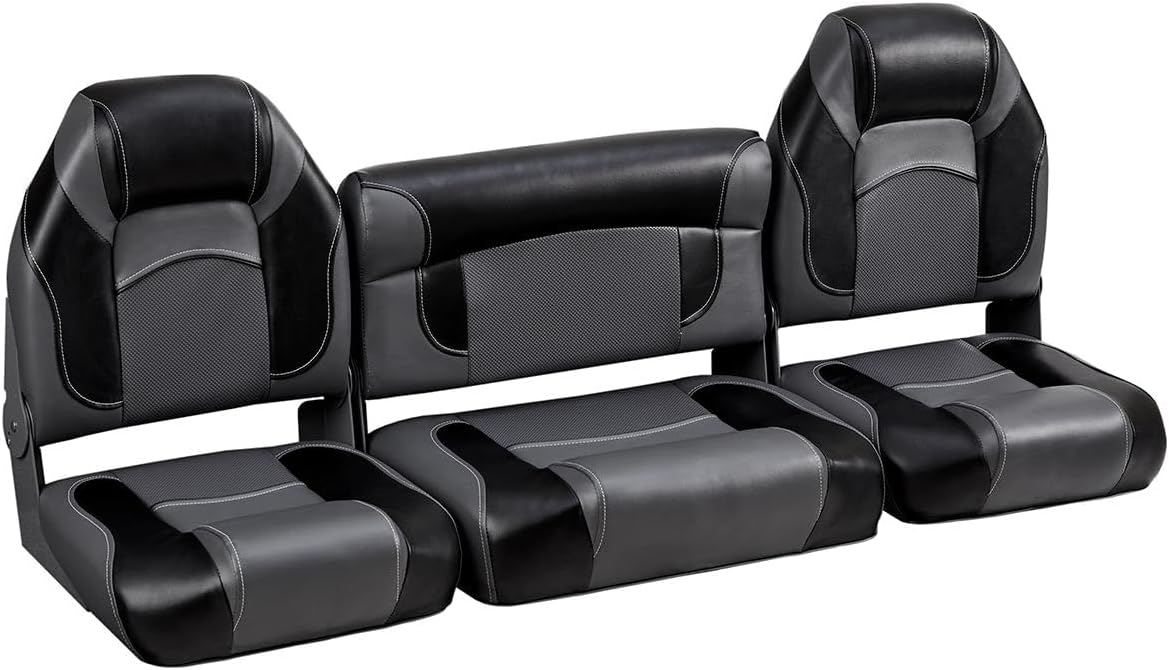 DeckMate 59" Bass Boat Bench Seat Set - Charcoal and Black
