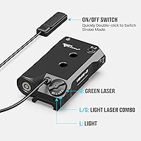 Vista 4 de VOTATU V845 Combo de láser/luz verde compatible con riel M-LOK Picatinny, linterna LED de 2000 lúmenes y mira láser con interruptor de presión