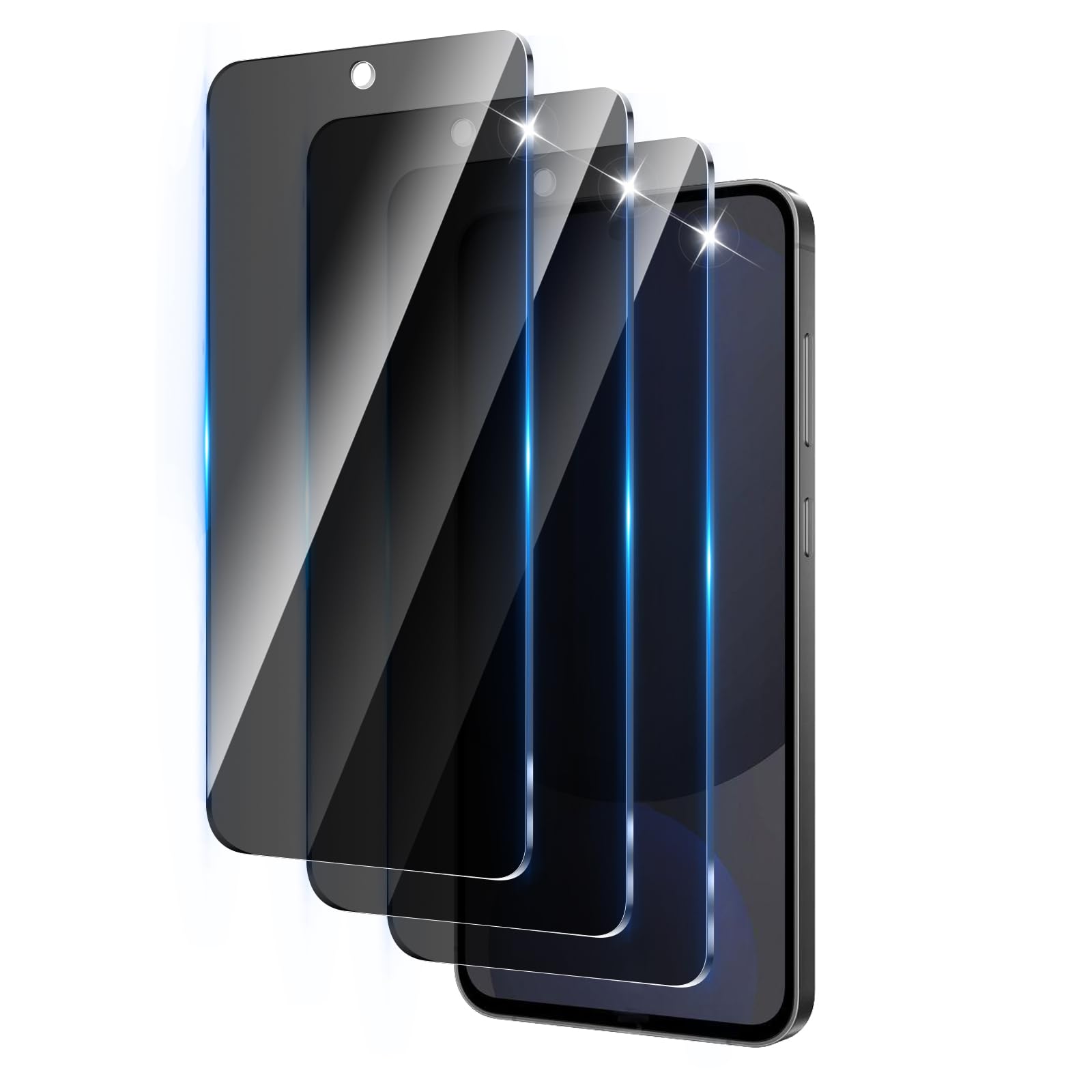 LZAYN 3 Pack Privacy Screen Protector Designed for Samsung Galaxy S24 FE,Full Coverage Anti-Spy Tempered Glass Film,9H Hardness,Anti-Fingerprint,
