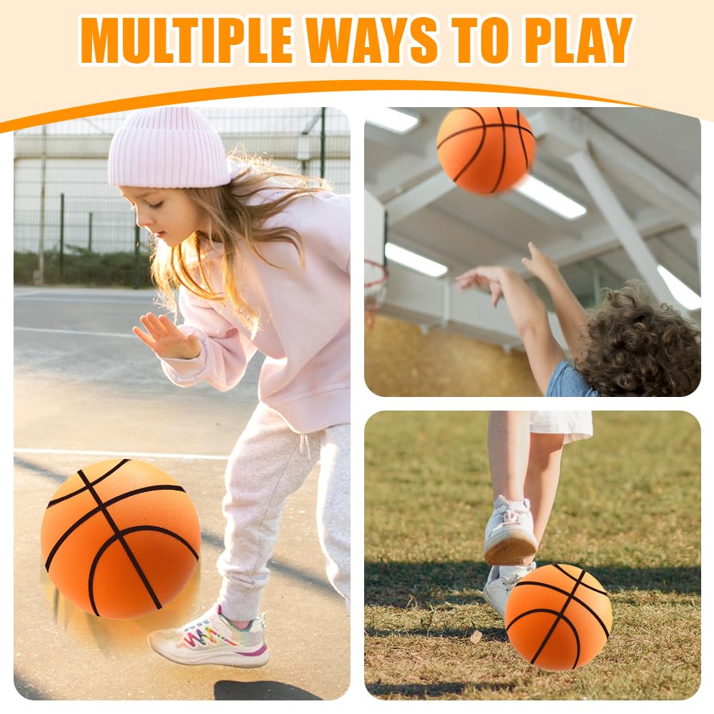 Palla Da Basket Silenziosa 24cm | Schiuma PU | Per Interni | Regalo Per Bambini E Adolescenti - Foto 7