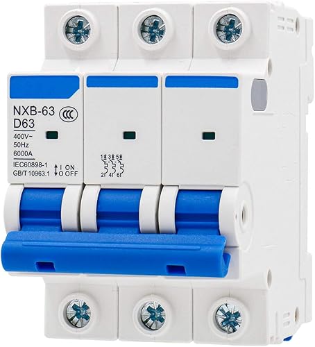 Baomain Mini disyuntor NXB-63 D63 AC 400V 63Amp 3 Pole DIN Rail montaje trabajo para protección del motor y compresor de aire