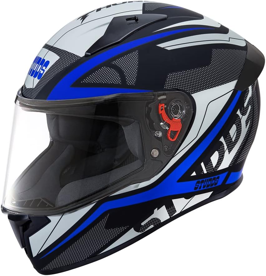 Studds Thunder Full Face Helmet D4 with Clear Visor (Matt Black N1, M)