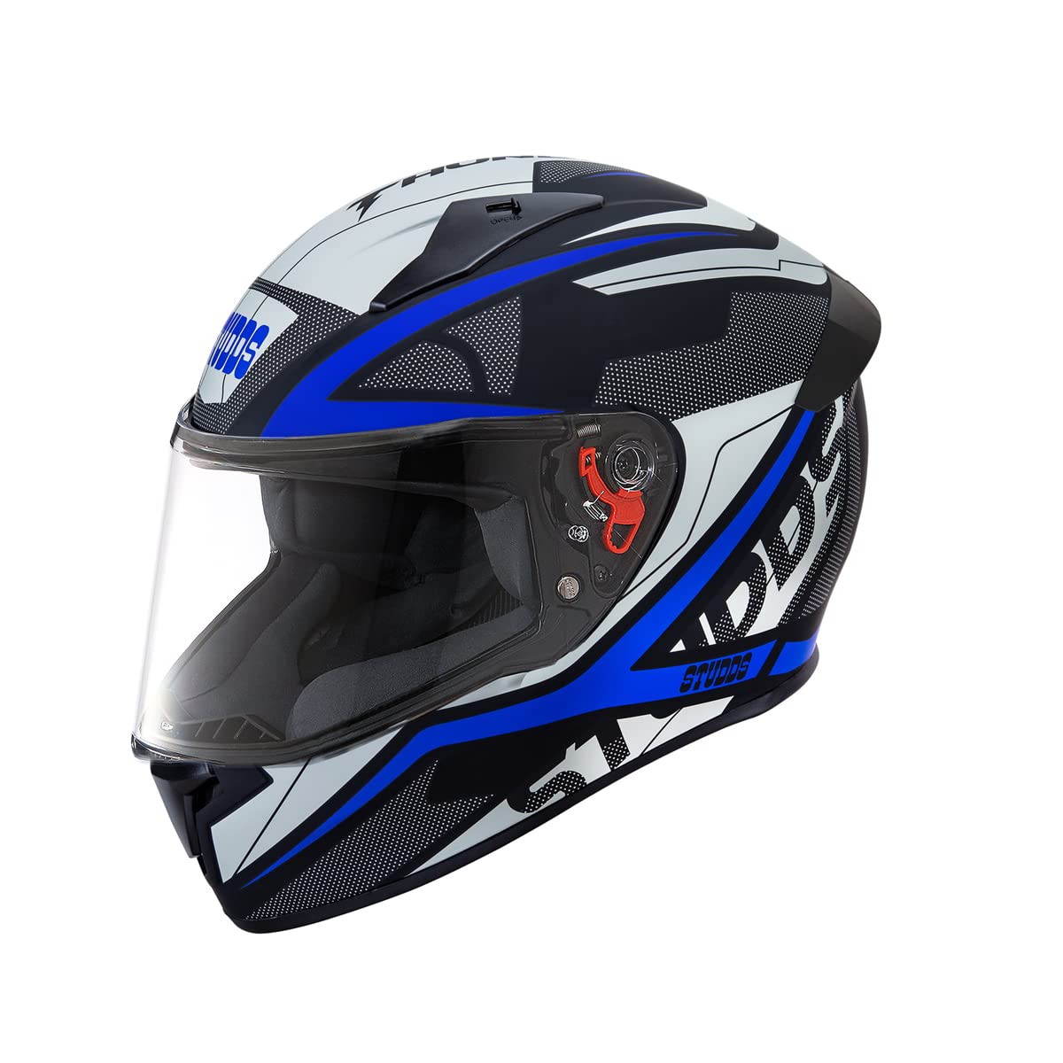 Studds Thunder Full Face Helmet D4 with Clear Visor (Matt Black N1, L)