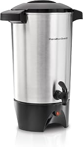 Hamilton Beach 40515CR 45 Cup Coffee Urn | Fast Brewing 1 Minute Per Cup | Makes 15-45 Cups | Two-Way Lever For Manual Or Continuous Pouring | Silver | 40515G