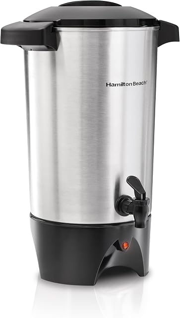 Hamilton Beach 40515CR Urne à café de 45 tasses | Infusion rapide 1 minute par tasse | Prépare 15-45 tasses | Levier à deux voies pour versement manuel ou continu | Argent | 40515G