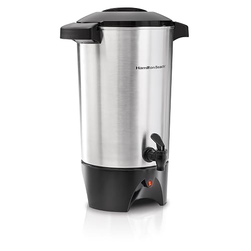 Hamilton Beach 45 Cup Coffee Urn and Hot Beverage Dispenser, Silver | Fast Brewing 1 Minute Per Cup | Makes 15-45 Cups | Two-Way Lever For Manual Or Continuous Pouring | Silver | 40515G