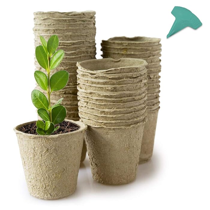 Buy 30 Packs 4 Inch Peat Pots Plant Starters for Seedling with 15 Pcs