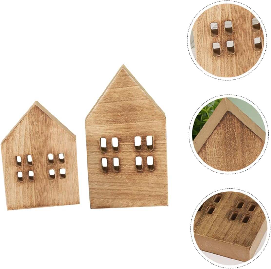 BESPORTBLE 2Pcs Miniature Wooden House Slices Small Decorative Ornaments for Christmas and Party Scene Decor Lightweight Tabletop Mini Home Decor with Festive Color for Holiday Centerpieces
