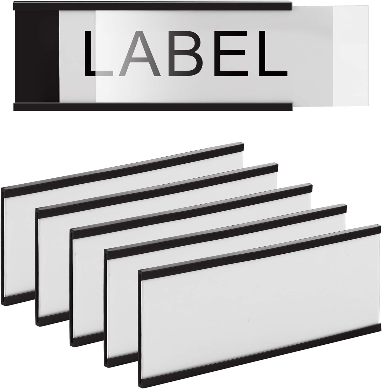 LLPT Porte-Étiquettes Magnétiques 50pcs 40MM X 100MM Étiquettes Magnétiques Inscriptible Amovible Sans Saleté pour le Tableau Blanc du Meuble de Rangement à Étagère en Métal(MH4150)