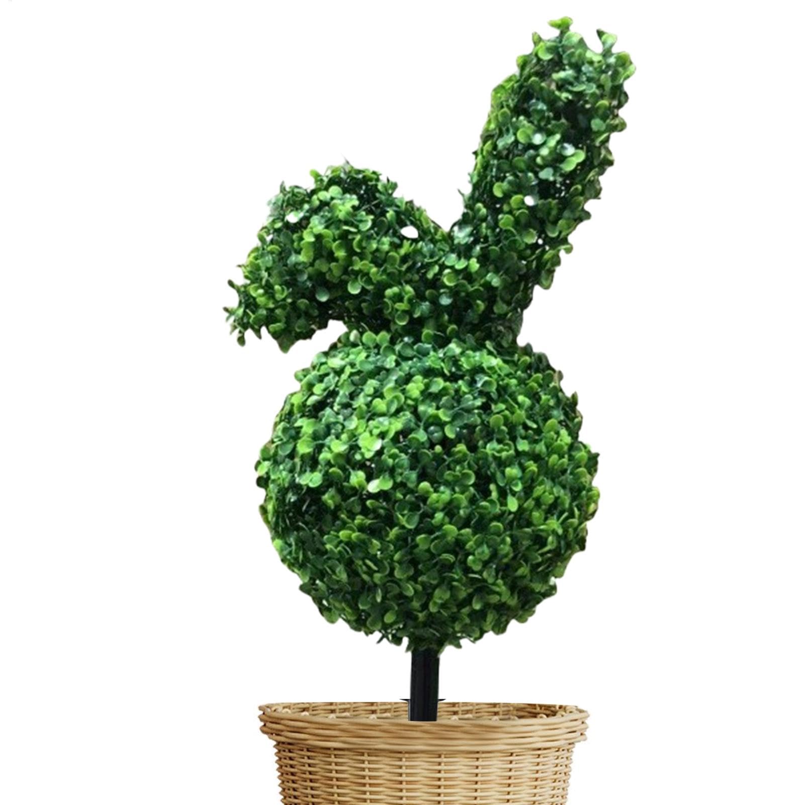 Bunny Topiary - Fausse Verte - Piquet de Sol Inclus - Hauteur : 70 cm - 35 x 23 x 20 cm - Décoration d'intérieur - Lapin Artificiel