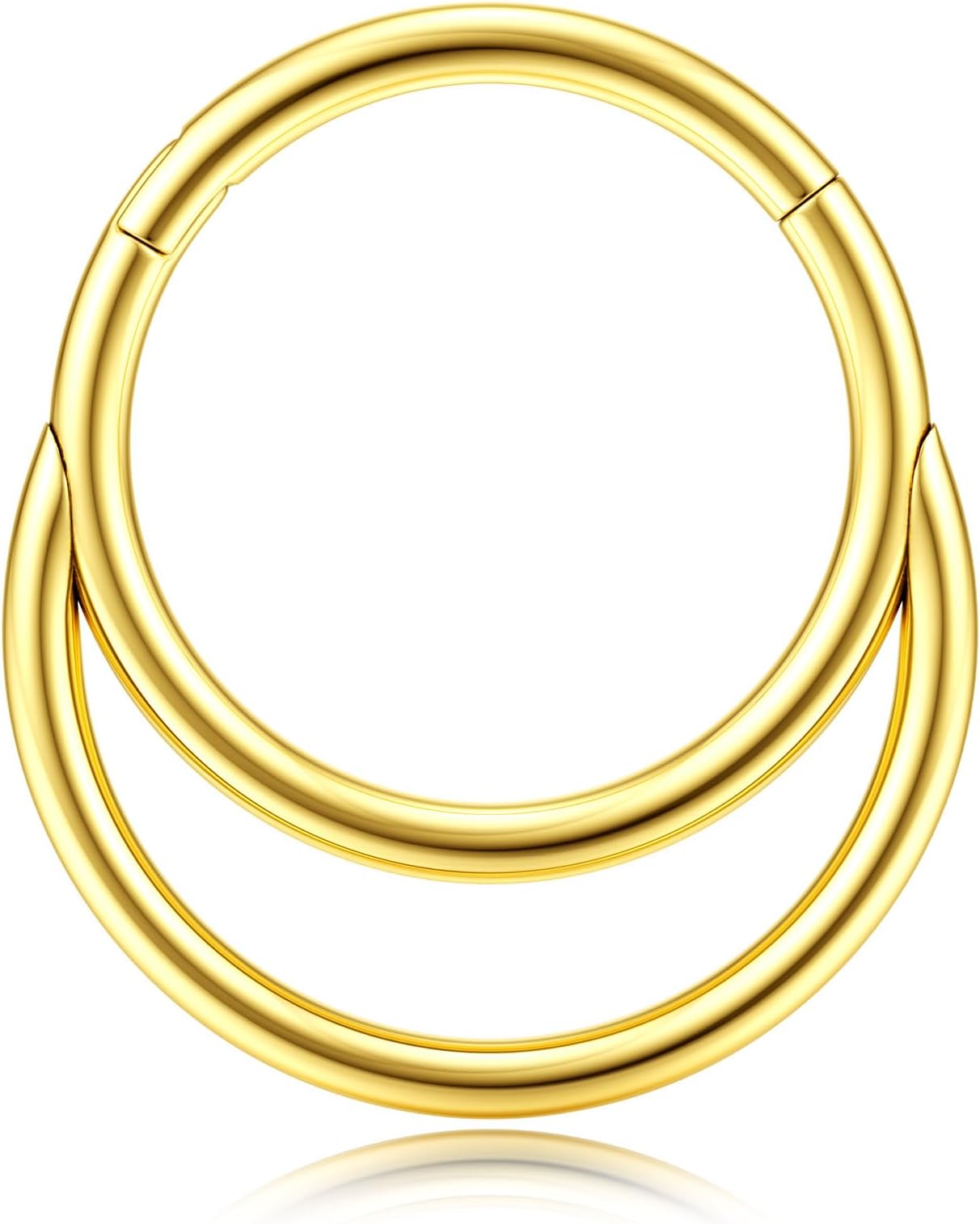 BodyBonita 16G/18G Septum Rings Clicker - 316L Stainless Steel Hinged Hoop Nose Rings for Women Dangle Earrings Hoop Cartilage Conch Piercing Jewellery Tragus Daith Helix 14k Gold Plated/Silver 8/10MM