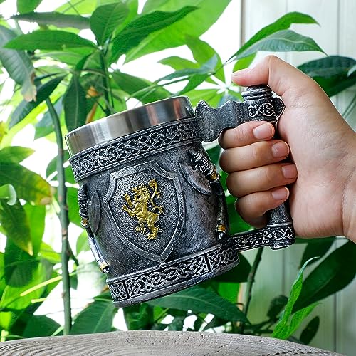 Vaso Medieval con Hachas Vikingas Acero Inoxidable 14 oz miniatura 3