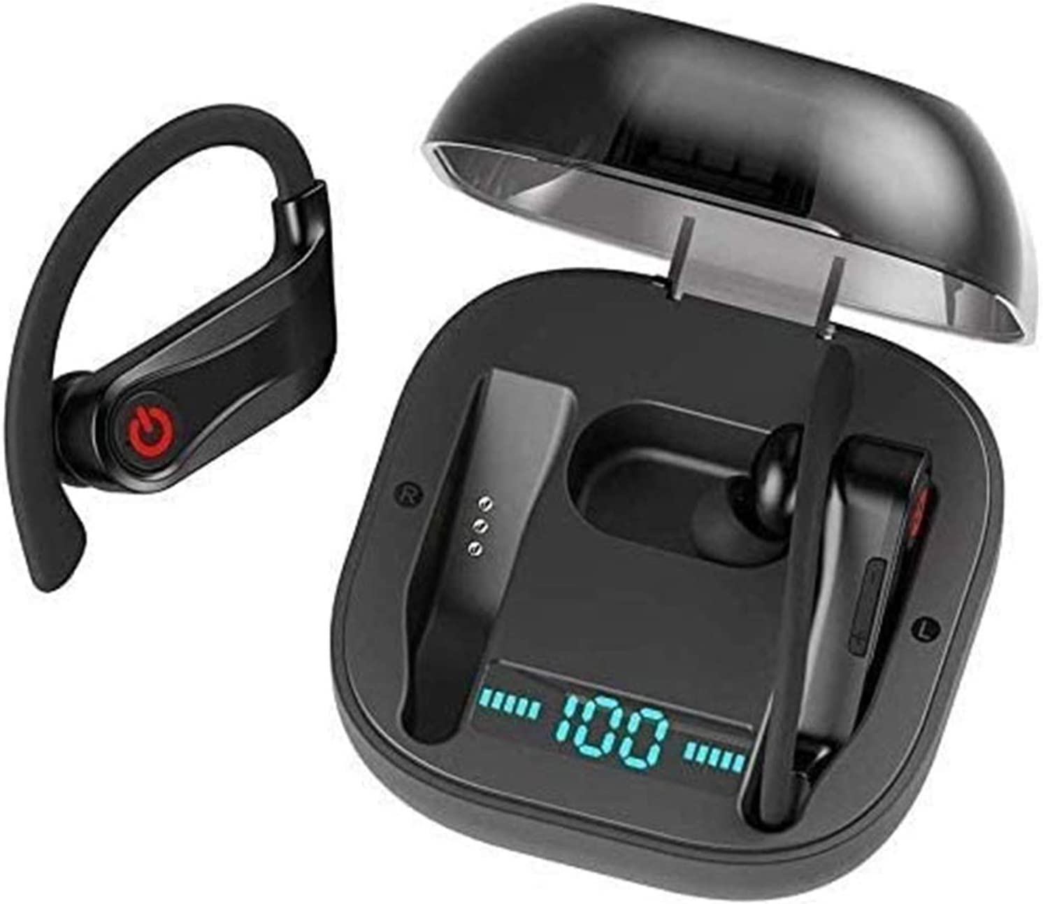 ARTSZY Earbudi Wireless Bluetooth Annullamento del Rumore Bluetooth con Cuffie Auricolari in-Ear Impermeabili al Microfono Auricolari Stereo ergonomici con Custodia in Carica Nero