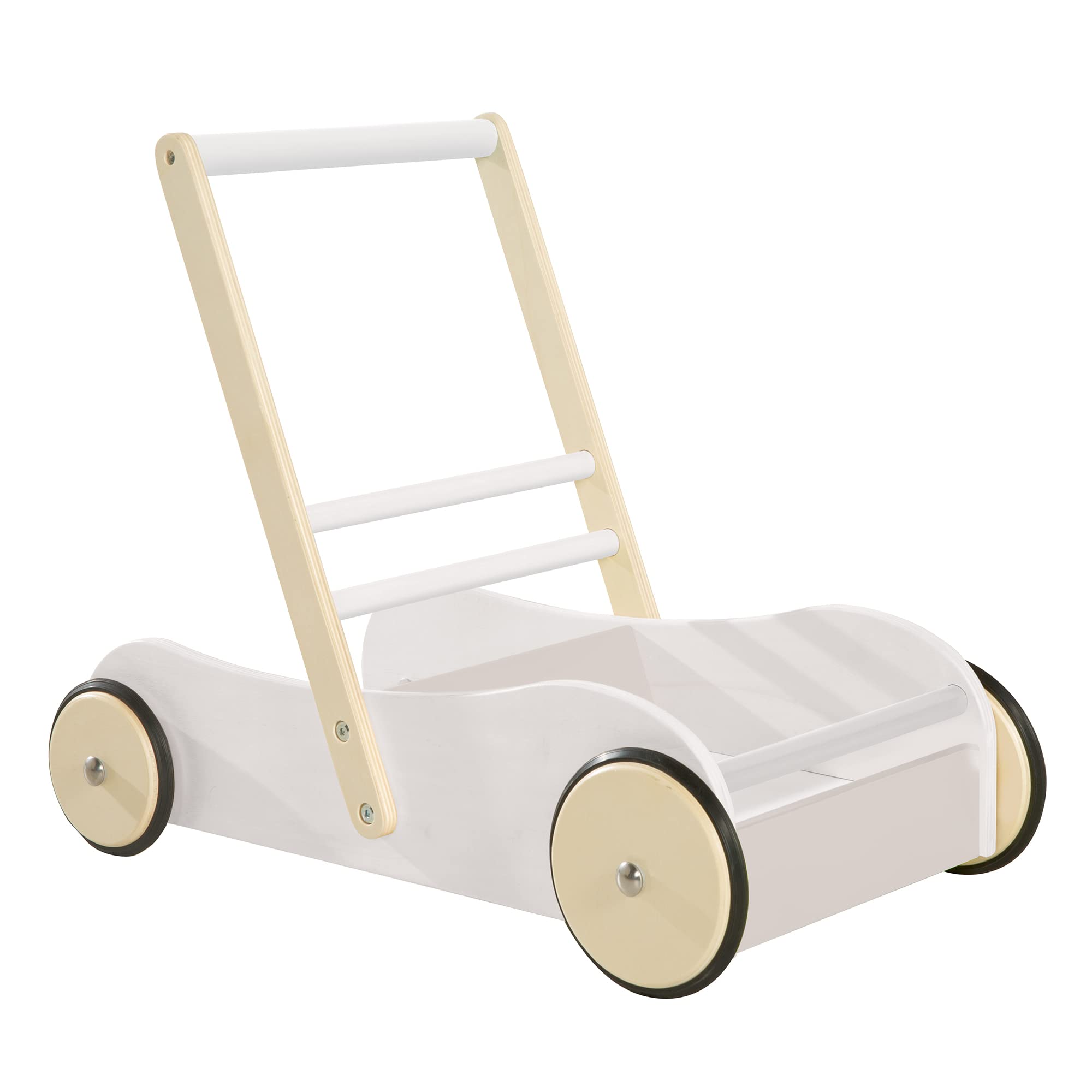 roba Carrello Giocattolo Scarlett - con Freno - per Bambole e Altri Giochi - Sistema Anti-Ribaltamento - Ottimale per i Primi Passi - Legno Laccato Rosa