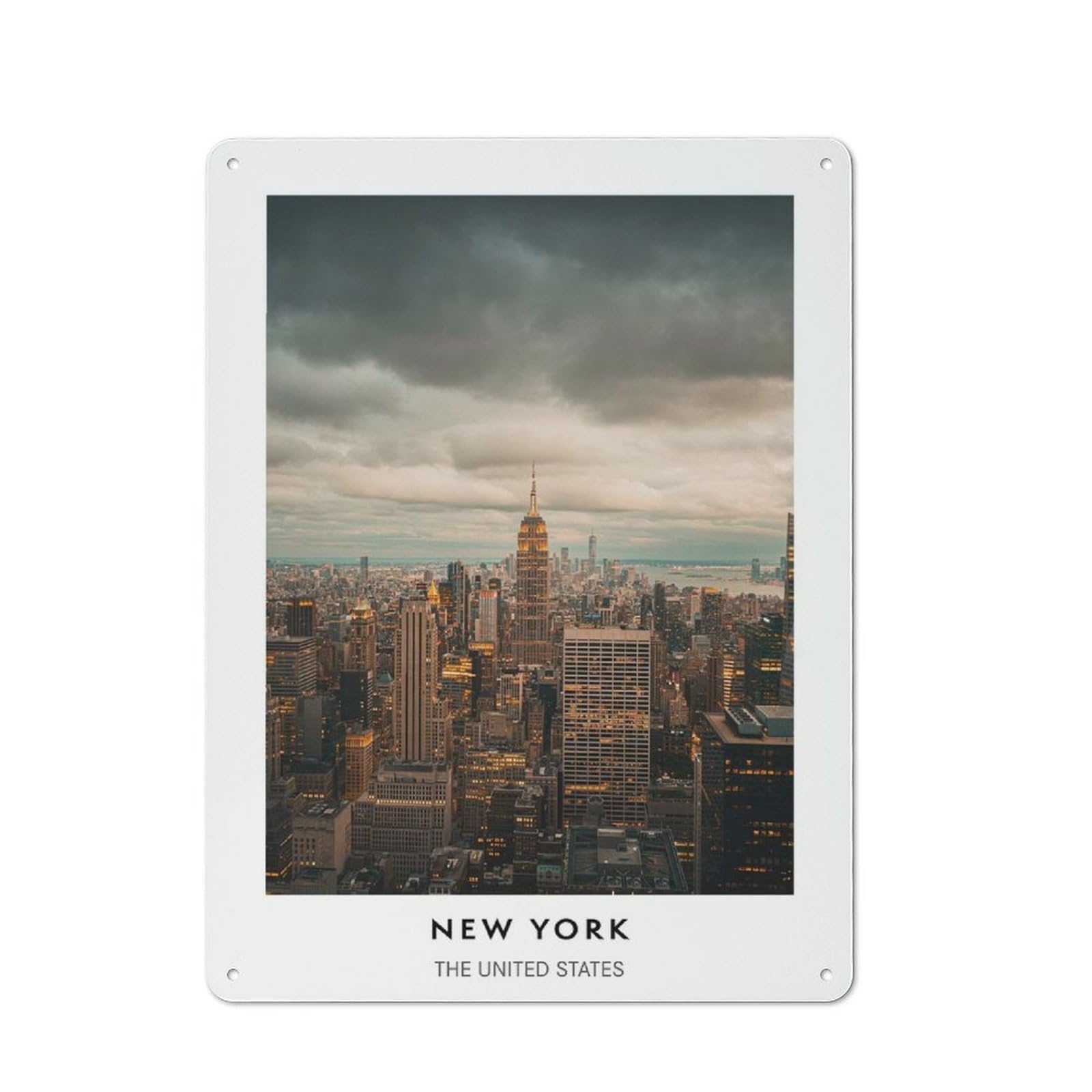 Junmoney Style-16 New York City Skyline Metal Wall Plaque 40X30cm, Character Room Wall Plaque For Hallway, Home Bar, Garage Or Study