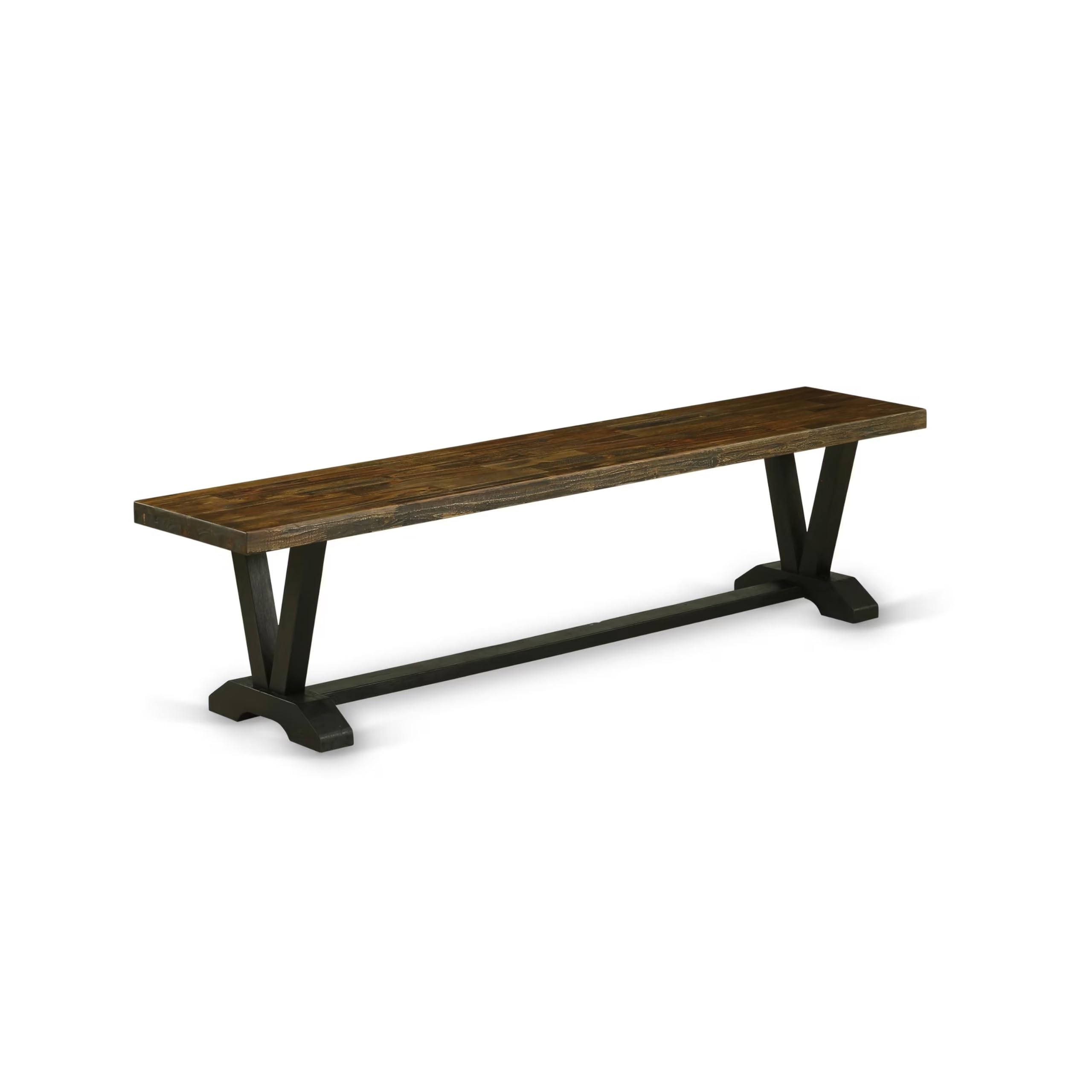Photo 1 of **2 boxes**East West Furniture VB677 V-Style Modern Dining Table Bench with Wood Seat, 72x15x18 Inch, Multi-Color