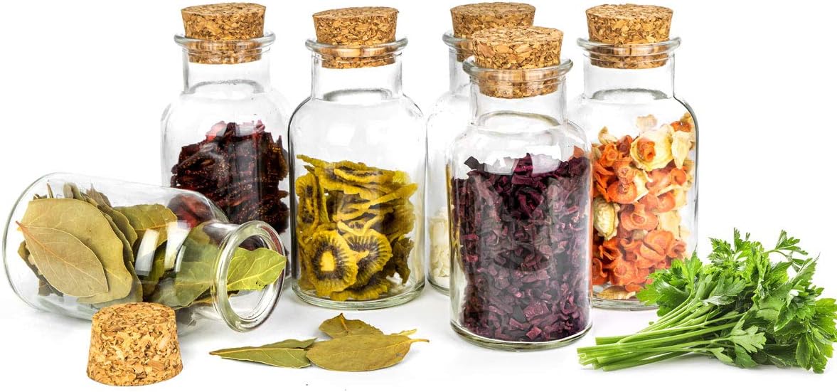 Sendez Set of 2 Spice Jars with Cork Stoppers 250 ml Storage Jar Spice Jars Glass Jar Storage Jars (Pack of 2)