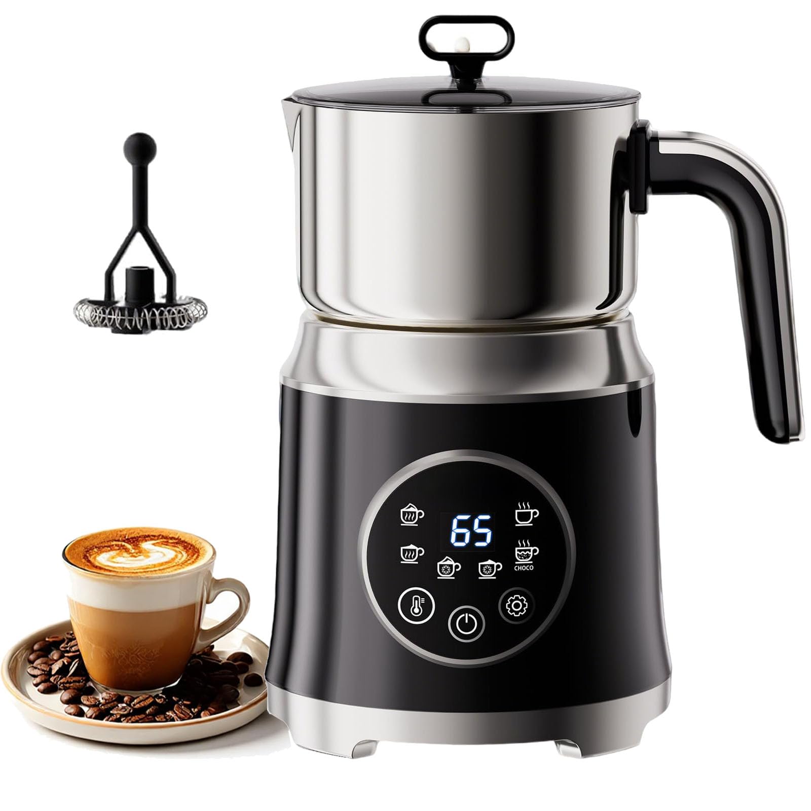 Split Elektryczny Spieniacz Do Mleka 1200 Ml, Automatyczny Parowiec I Spieniacz Do Mleka 6 W 1, Urządzenie Do Spieniania Gorącego I Zimnego Mleka Do Kawy, Cappuccino, Macchiato, Latte