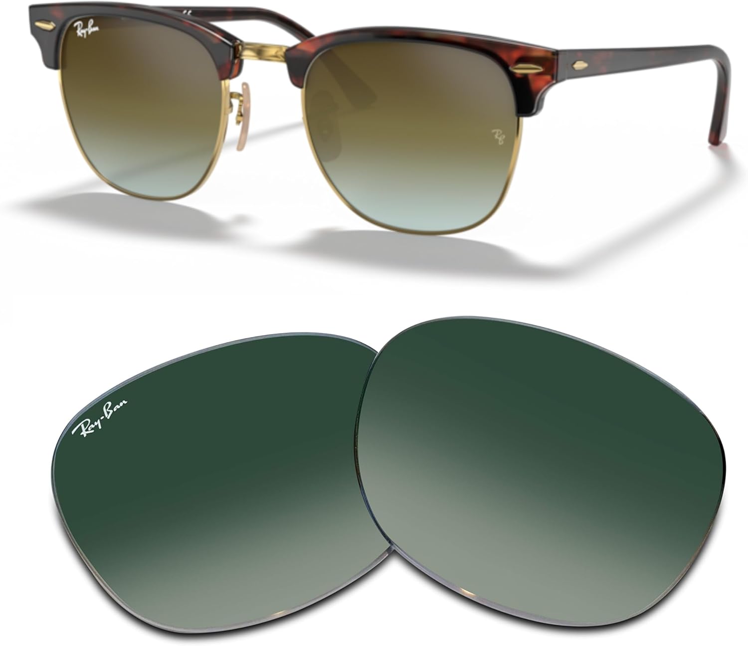 Ray-Ban Original CLUBMASTER RB3016 Replacement Lenses +BUNDLE with ACCESSORY EYEWEAR KIT