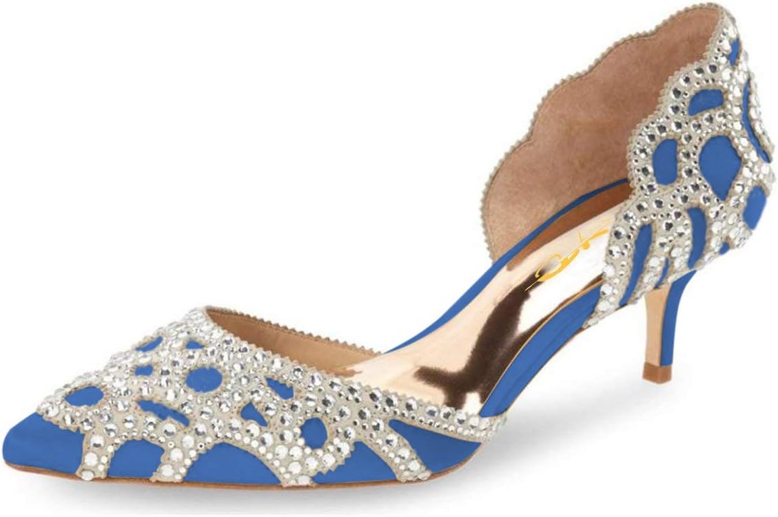 XYD Women's Pumps, Elegant Pointed Toe, D'Orsay Kitten Low Heels
