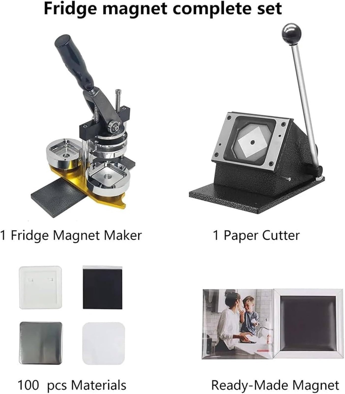 Zegar światowy wiele stref czasowych 50 * 50mm Magnetyczna maszyna do produkcji odznak na lodówkę, profesjonalna metalowa maszyna do produkcji odznak, z obcinaczem do papieru + 100 sztuk materiałów, d