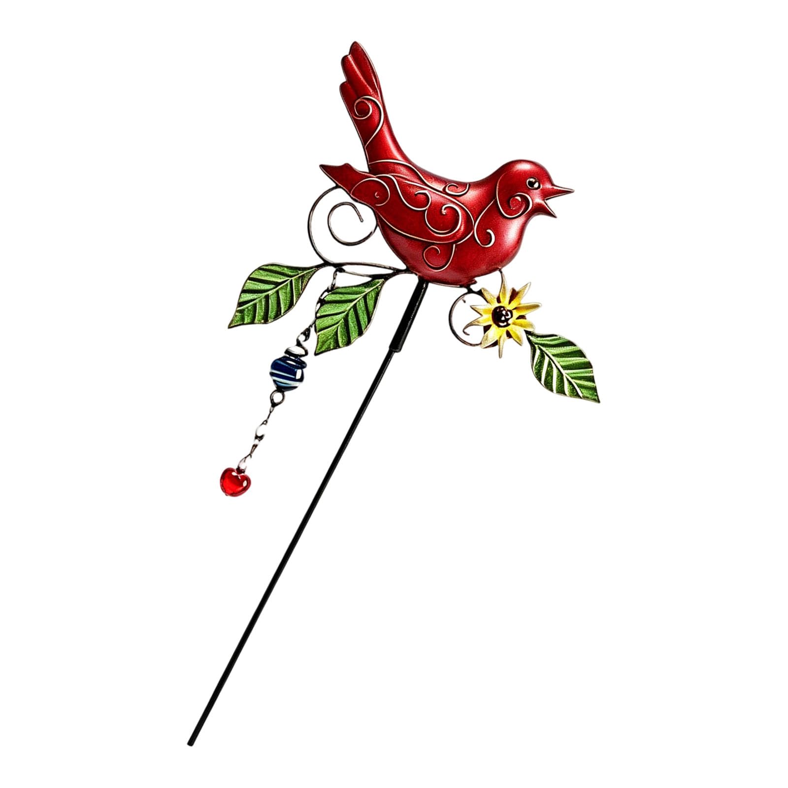 Elnwnnkc Colorful Metal Bird Sculpture Wildflower Garden Accent Rust Resistant Outdoor Garden Art for Lawns Patio Pathway Balcony Planter Decoration Bird Decorative Yard Stakes