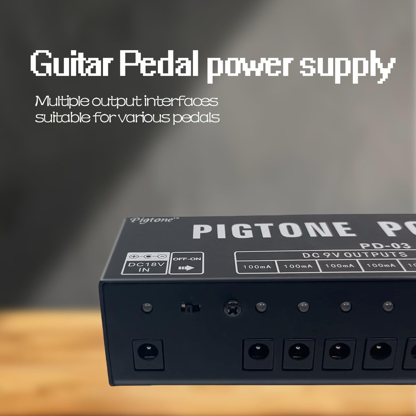 Gitarren-Effektpedal-Netzteil 10 unabhängige DC-Ausgänge geeignet für 9V 12V 18V 100mA 400mA Kurzschluss- und Überstromschutz PD-03