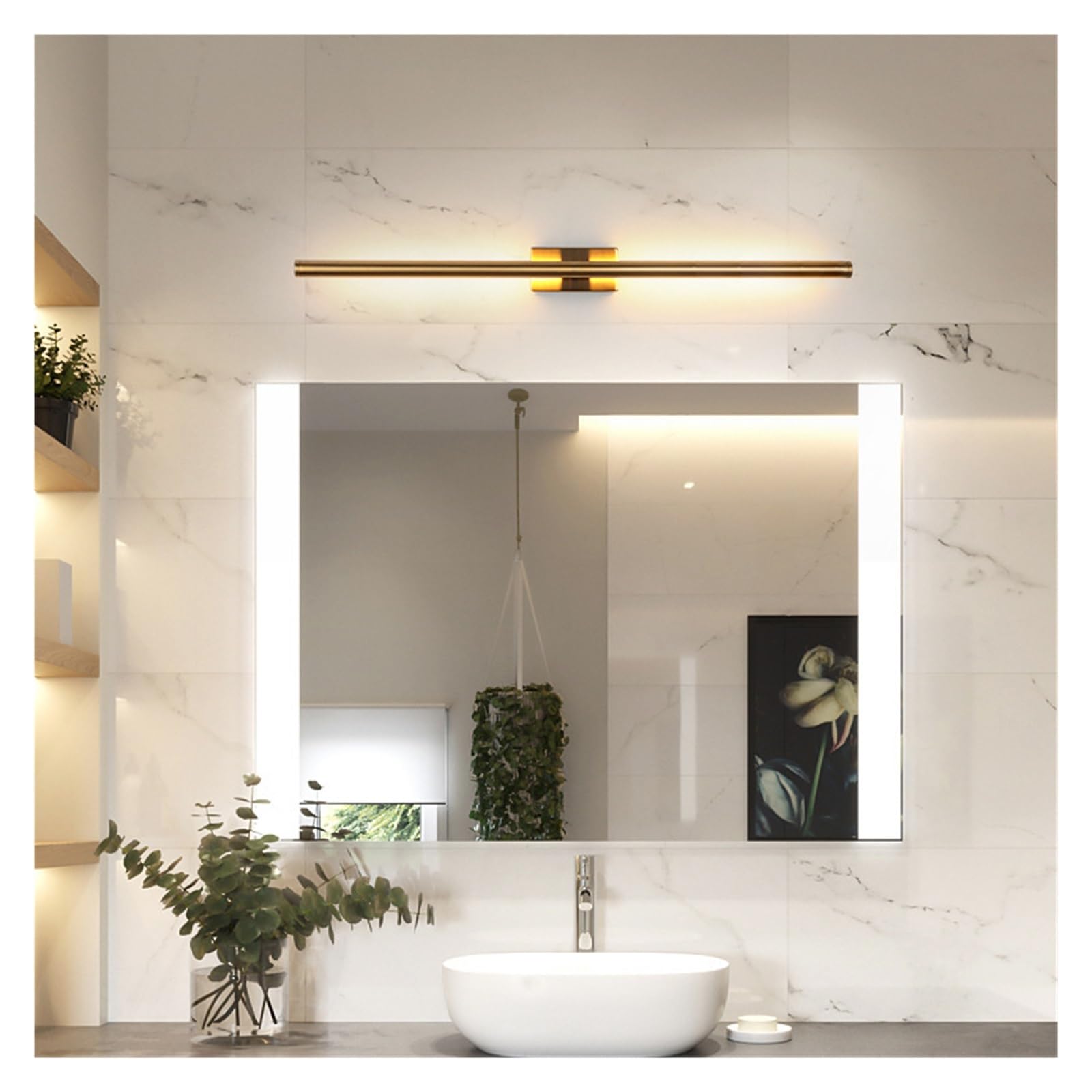 Lámpara de pared LED tubo lineal Simple moderna, fondo arriba hacia abajo, luz opuesta, lámpara for mesita noche, vestíbulo, pasillo, apliques oro negro Luces Brillantes(Nature White,BLACK_L100CM 14W)