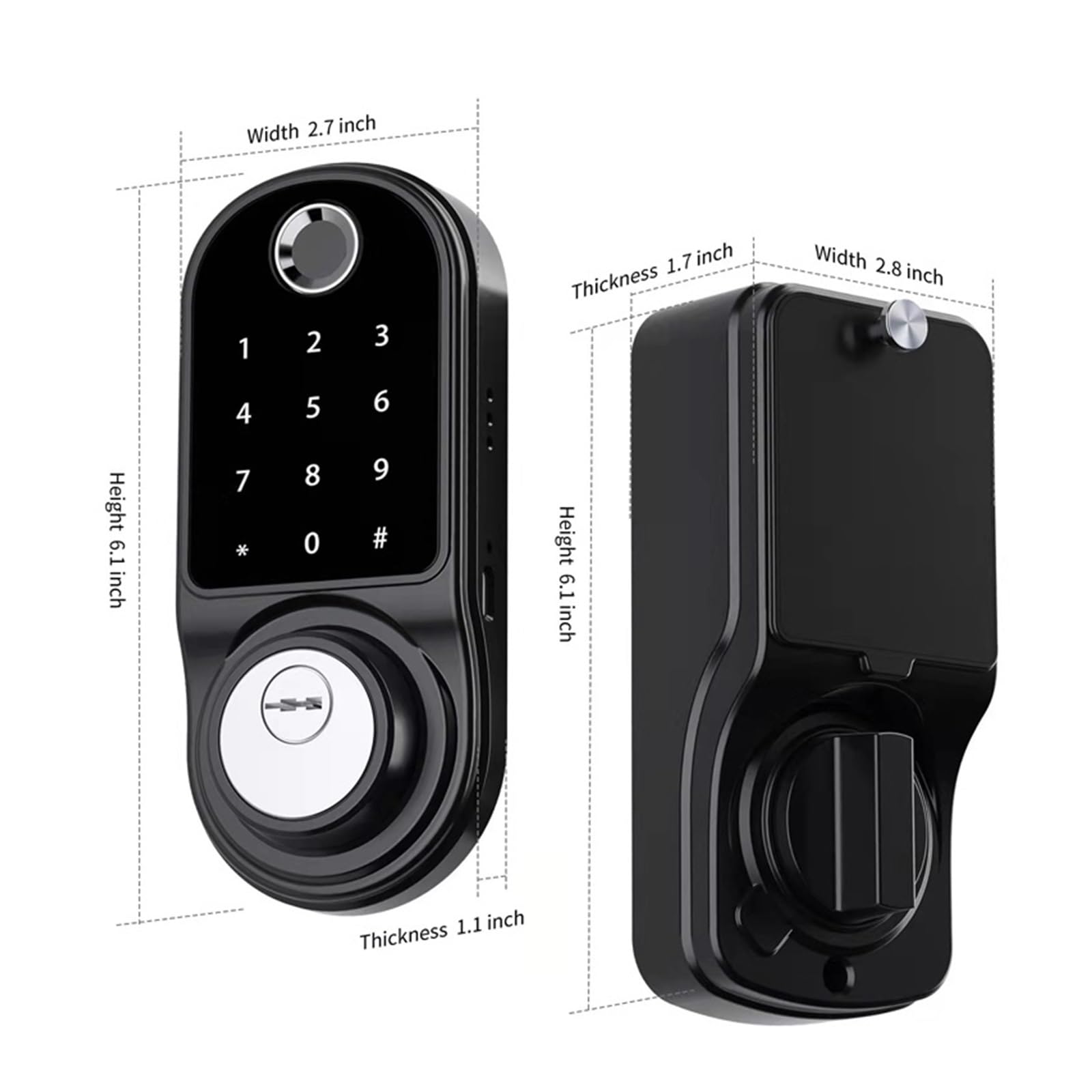 Smart Lock, Fingerprint Lock.Tuya APP Remote Control Smart Deadbolt Lock Fingerprint Fechadura Digital Password Indoor House Electronic Lock With Key (Color : Black-Tuya app)