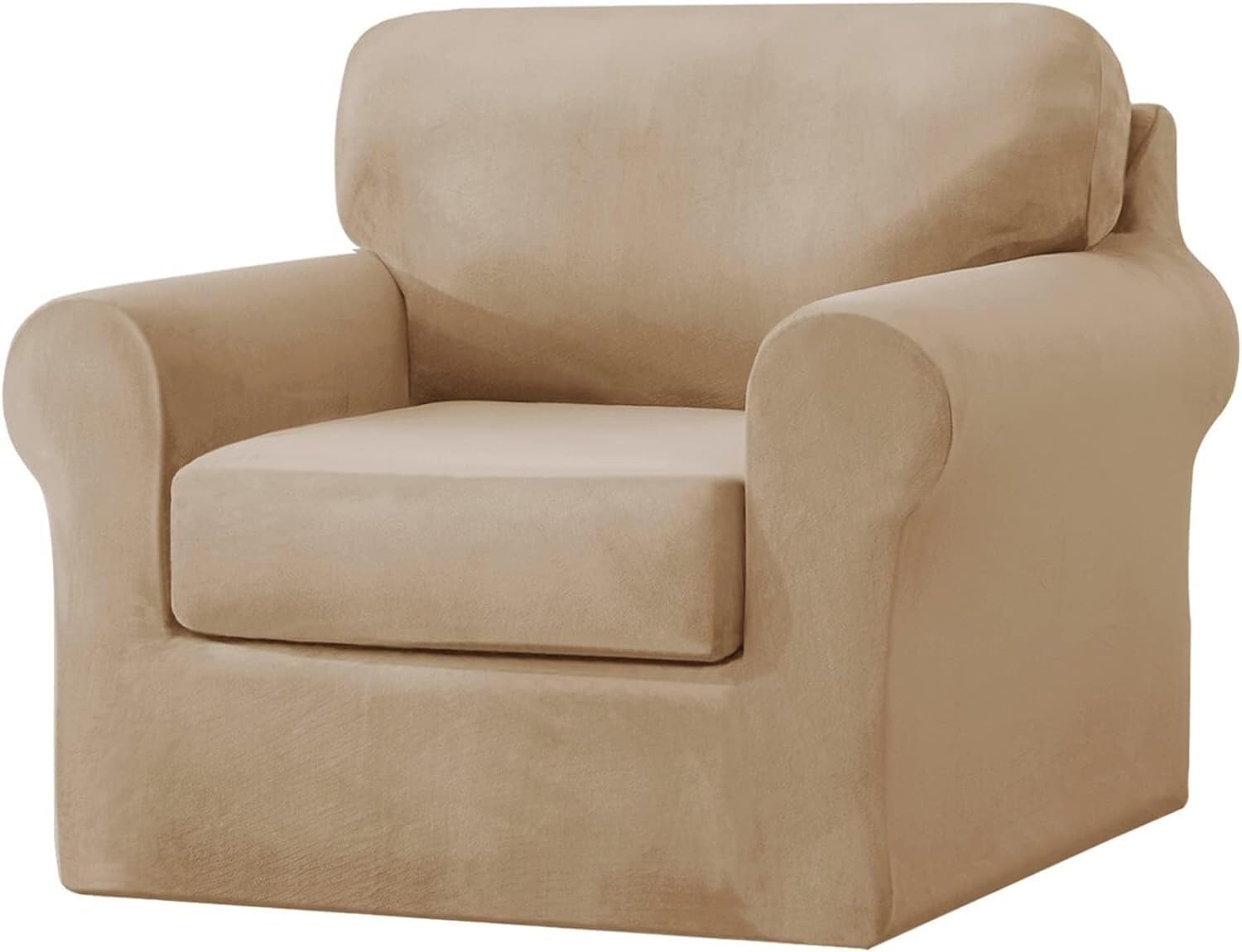 Konsilsa 1/2/3 Seater Velvet Stretch Sofa Slipcover Set, Including Seat Cushion Covers & Armchair Cover, Furniture Protector for Living Room (Color : G, Size : Small)