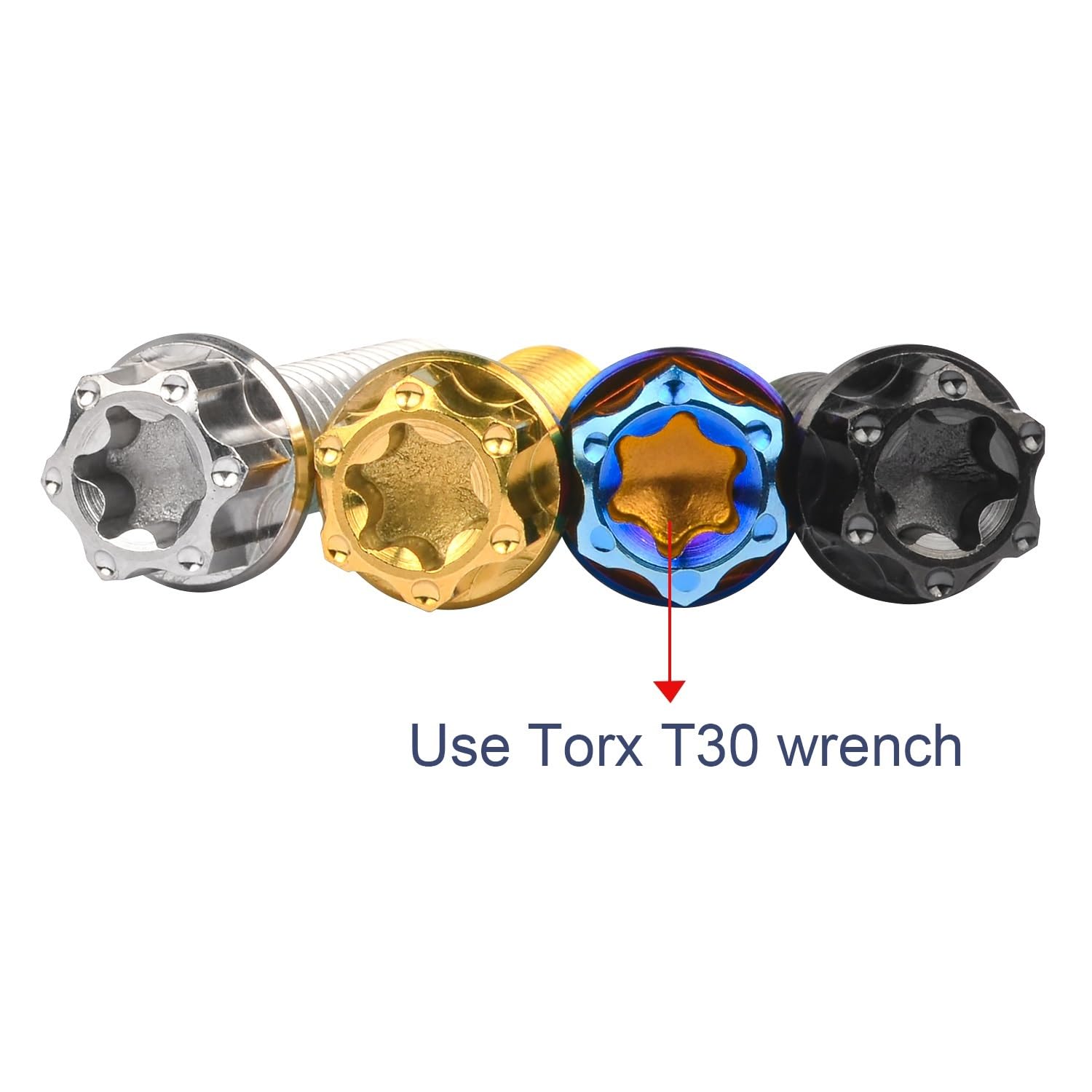 4 bulloni in titanio M6x15 20 25 30mm Torx T30 flangia for viti freno a disco moto(Gold,25MM_M6)