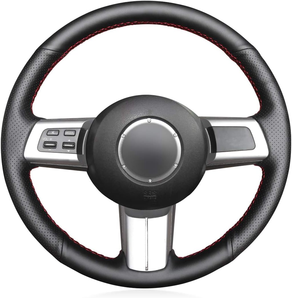 MEWANTSteering Wheel Wrap for Mazda MX-5 Miata 2006-2015 RX-8 2009-2011 CX-7 2007-2009 DIY Hand Sewing Black Artificial Leather