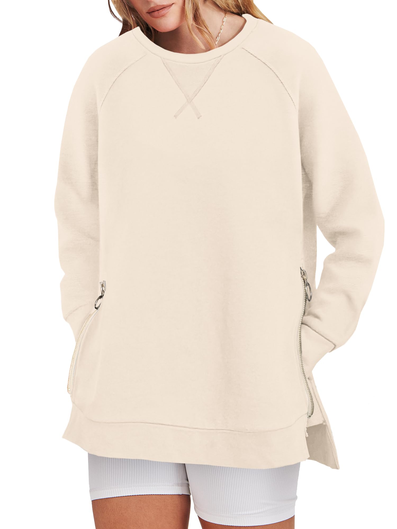 LylinanWomens Pullover Sweatshirts Casual Crew Neck Tie Dye Color Block Loose Long Sleeve Tops