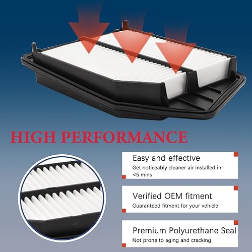 Miniatura 10 de Apeixoto Filtro de aire de motor compatible con Honda Accord 2018-2021 Reemplazo del filtro de aire del motor para 172206A0A00 CA12290