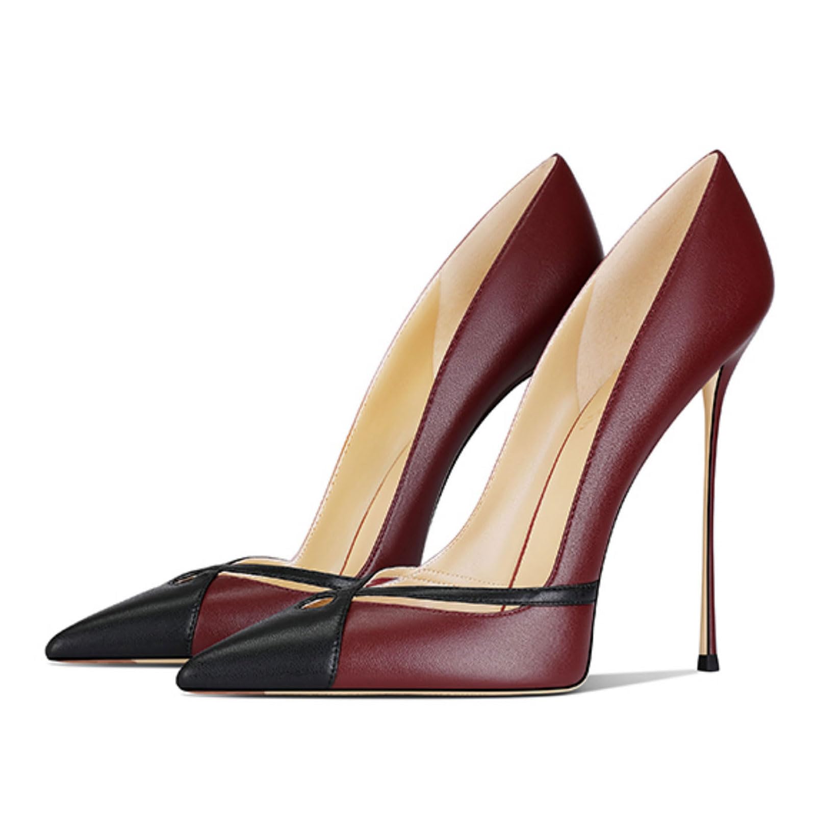 Tacchi Alti High Heels Donna Ritaglio Punta Chiusa Stiletto Slip On Porm Partito Abito Sposa Ufficio Scarpe 12cm