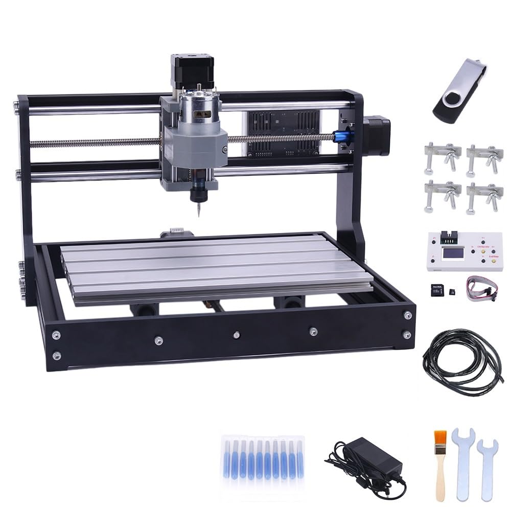 Kit De Machine De Gravure CNC Avec Carte Hors Ligne, Mini Machine De Gravure Multifonction For Le Travail Du Bois, Adaptée Aux Professionnels Du Travail Du Bois CNC, Aux Débutants Et Aux Amateurs De B